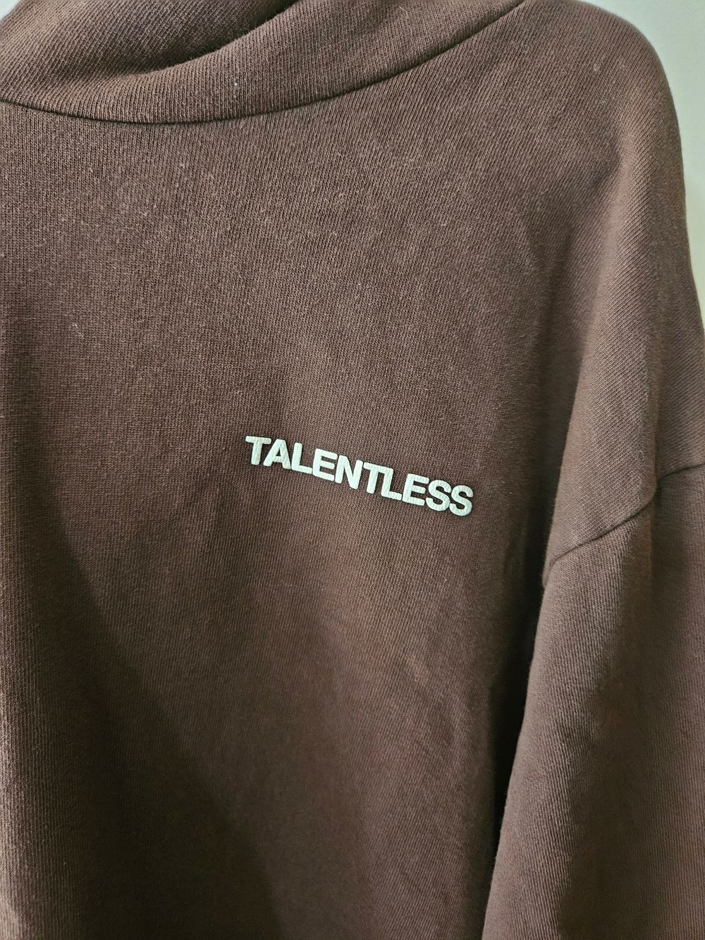 TALENTLESS Lightweight Coco Brown Unisex Hoodie Sweatshirt Streetwear Neutral - Picture 6 of 8